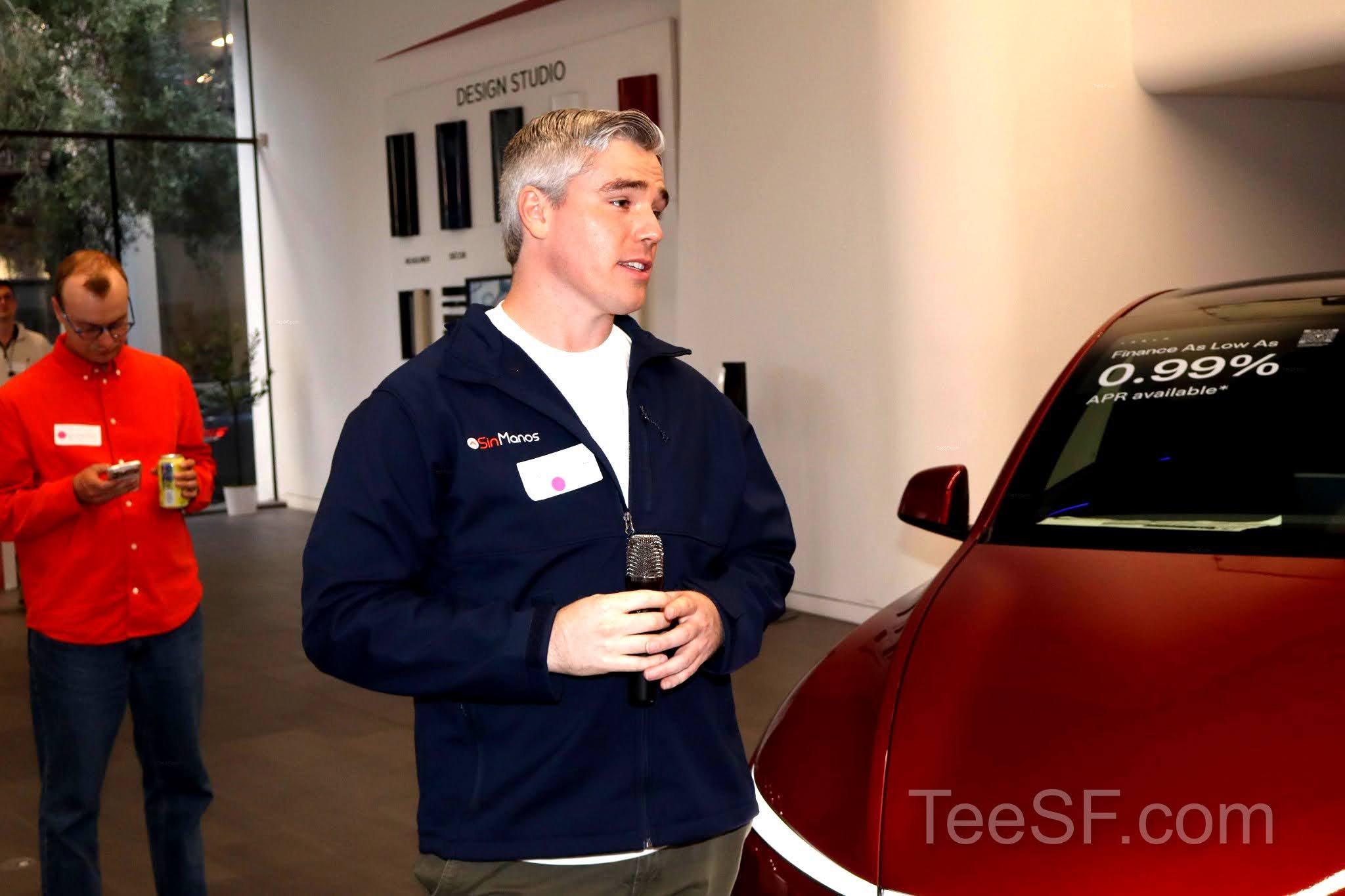 A photo from a pitch night event at Tesla in San Francisco.
